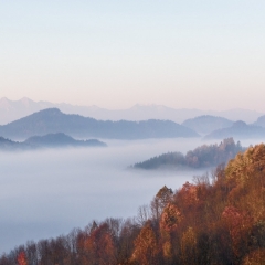 Jesienne mgły nad Szczawnicą z drogi na Bereśnik